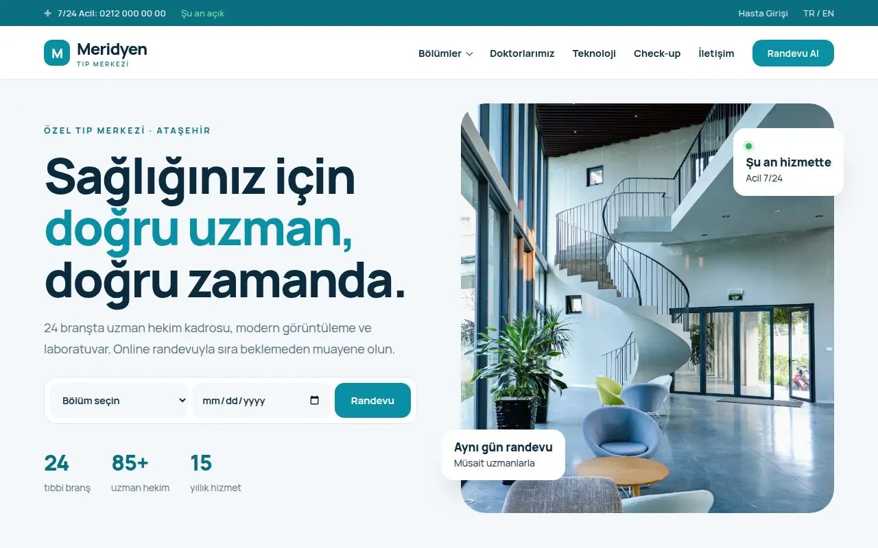 Kişisel Doktor Web Sitesi — Meridyen Tıp Merkezi
